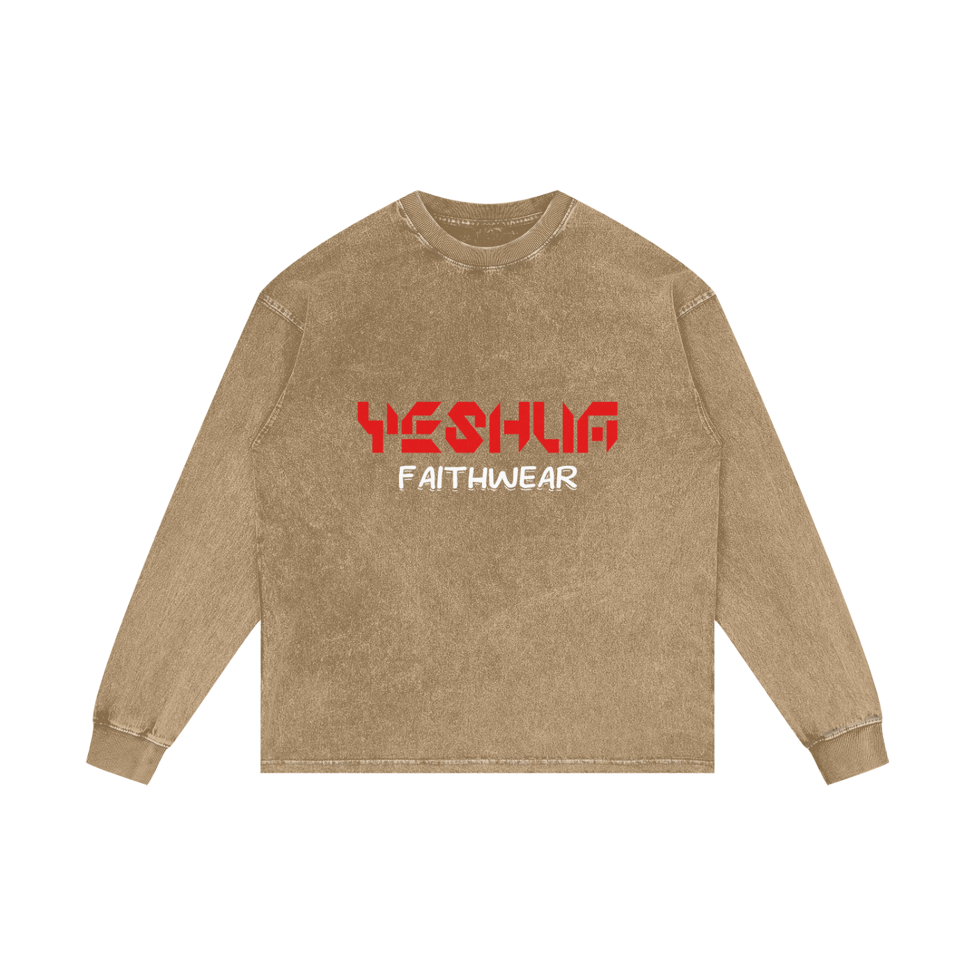 YESHUA Unisex  Acid Wash Oversize Long Sleeve T-Shirt