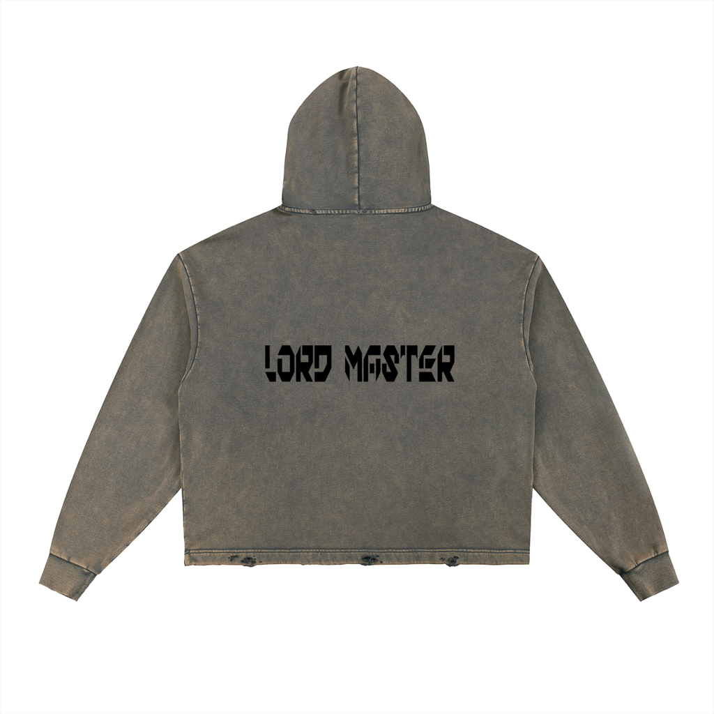 YESHUA Unisex  Vintage Washed Frayed-Hem Hoodie