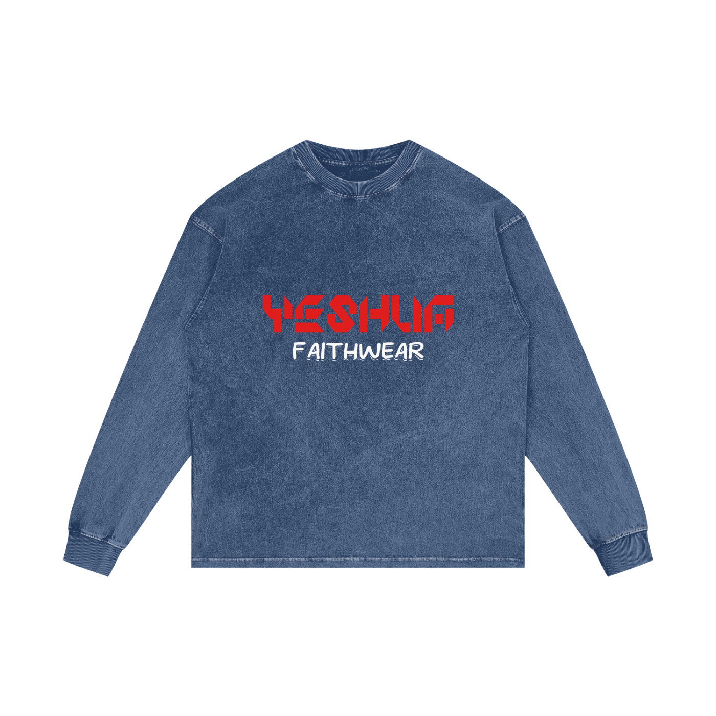 YESHUA Unisex  Acid Wash Oversize Long Sleeve T-Shirt