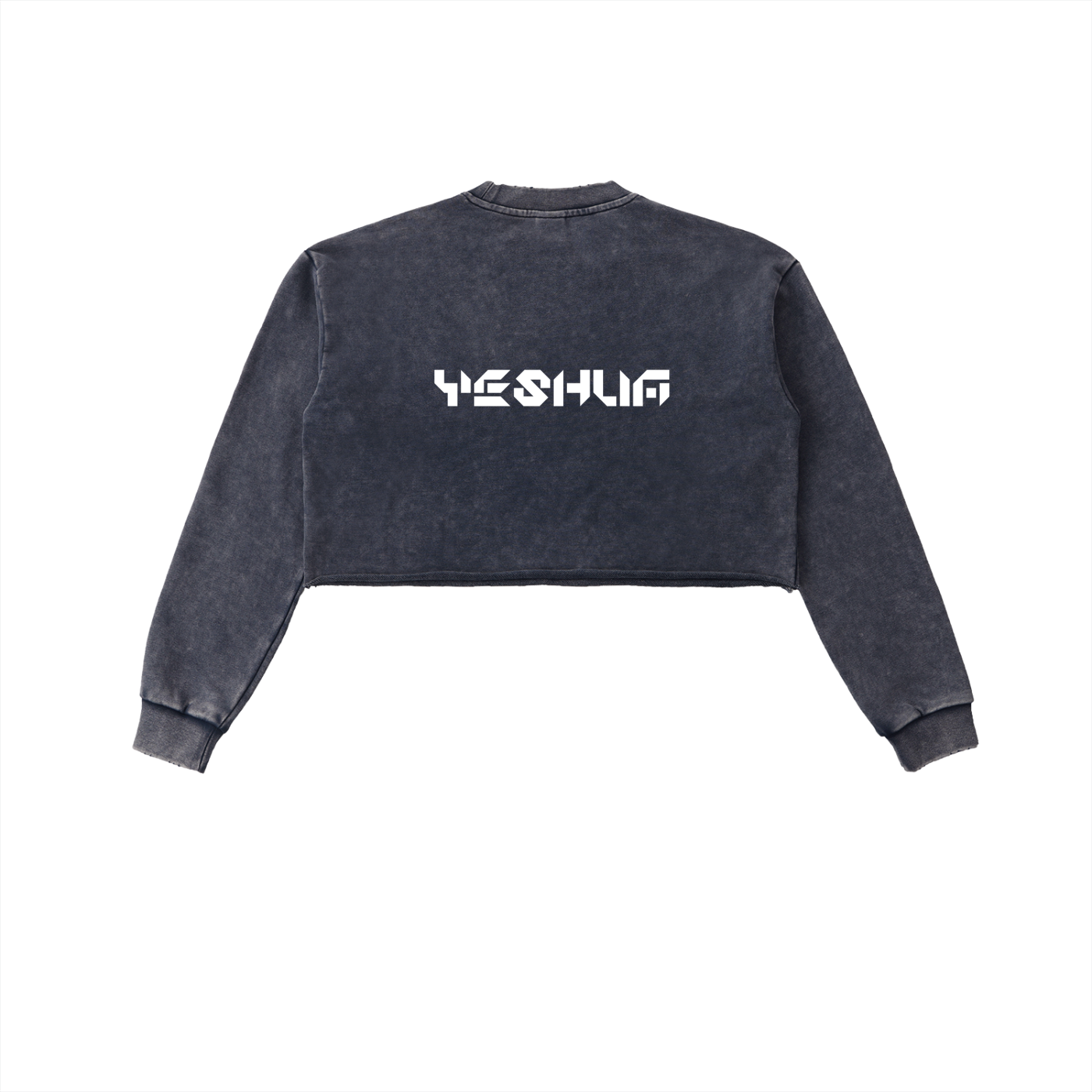 YESHUA Women'S  Snow Washed Raw Edge Cropped Sweatshirt