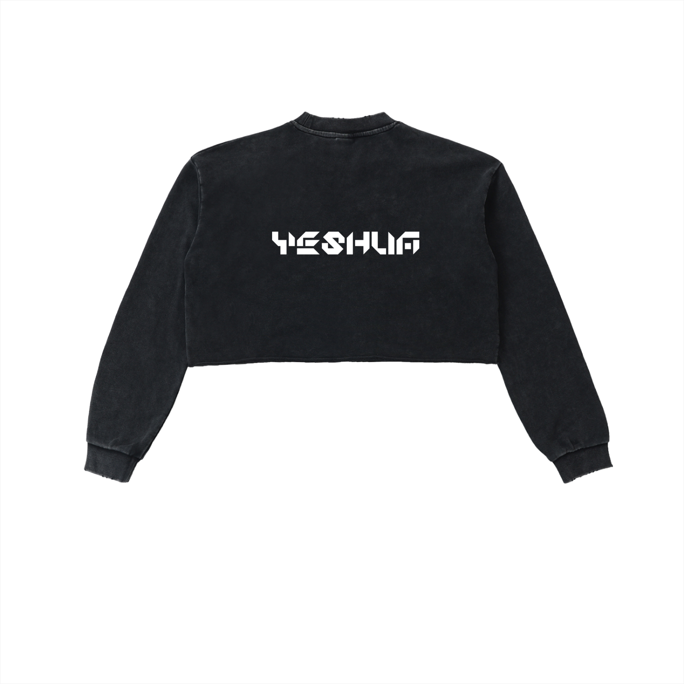 YESHUA Women'S  Snow Washed Raw Edge Cropped Sweatshirt