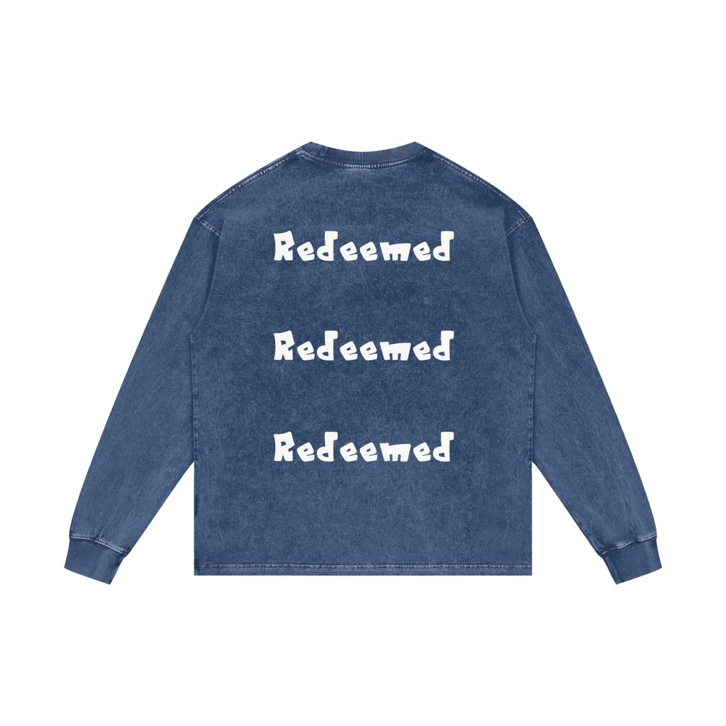 YESHUA Unisex  Acid Wash Oversize Long Sleeve T-Shirt