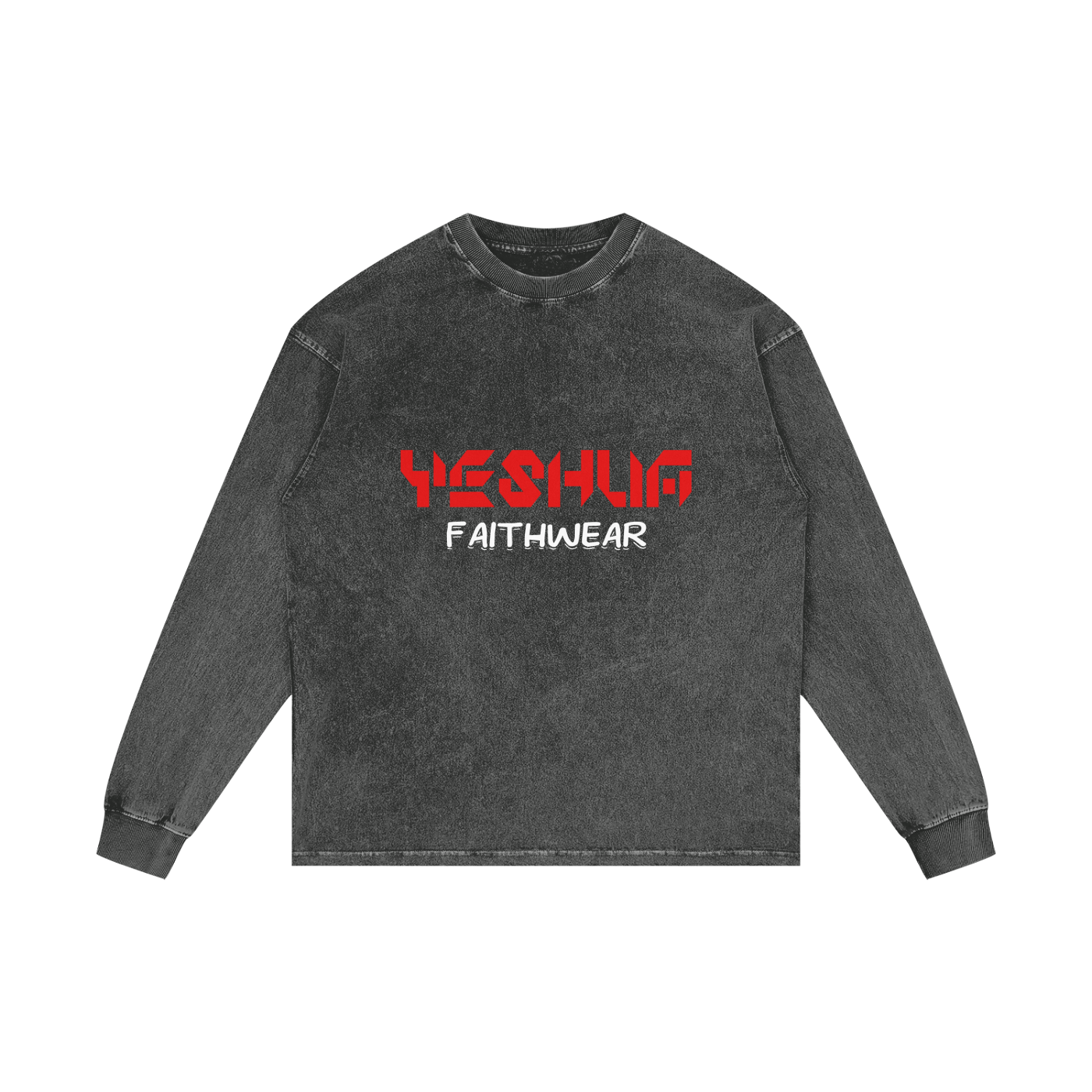 YESHUA Unisex  Acid Wash Oversize Long Sleeve T-Shirt