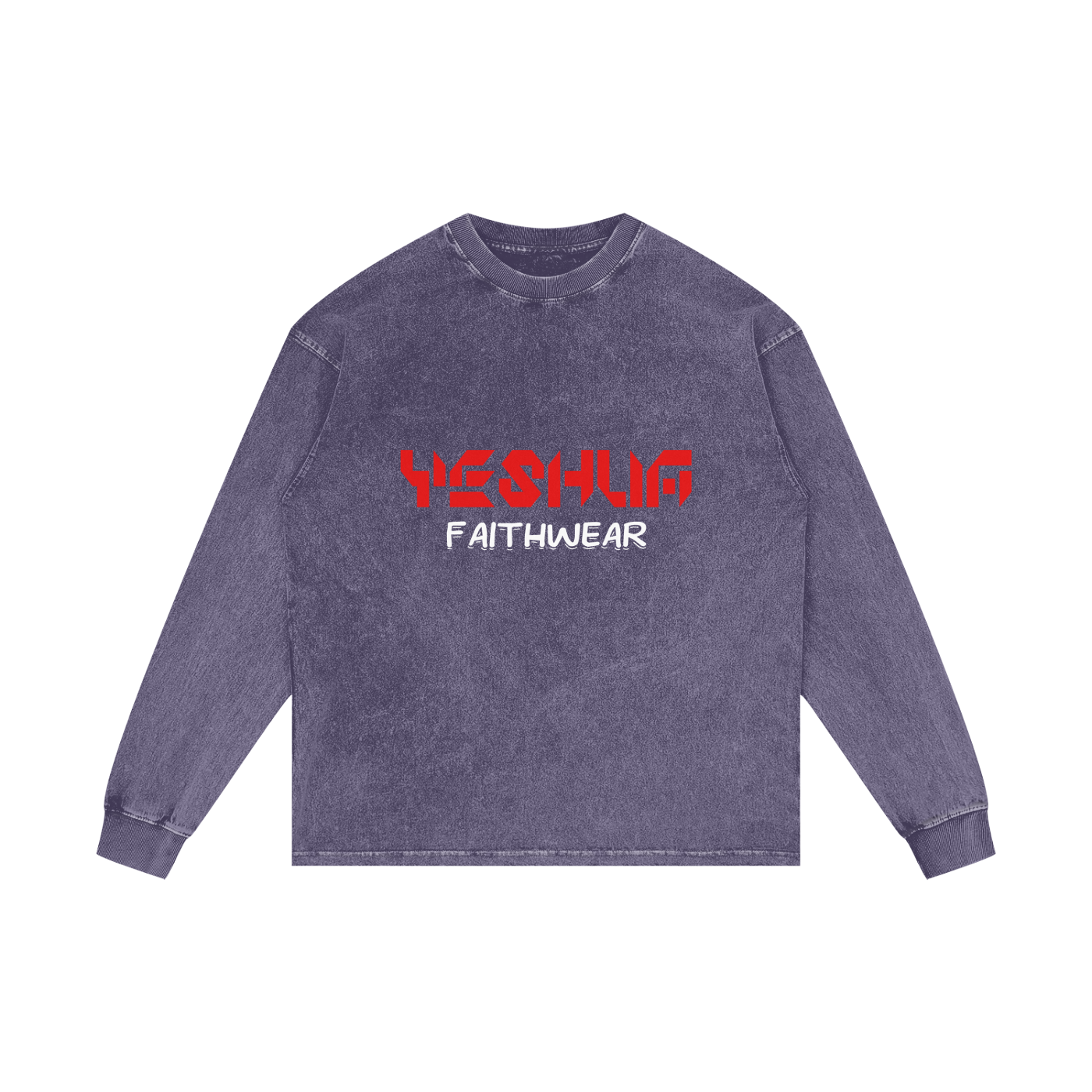 YESHUA Unisex  Acid Wash Oversize Long Sleeve T-Shirt
