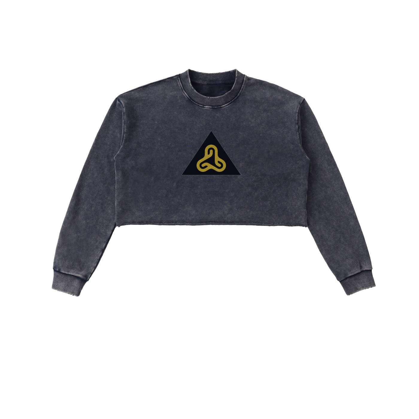 YESHUA Women'S  Snow Washed Raw Edge Cropped Sweatshirt