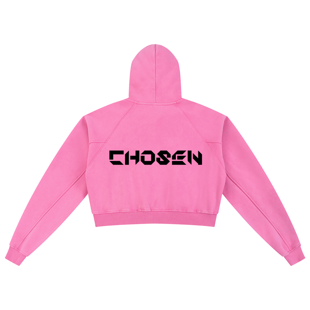 YESHUA Women'S  Snow Washed Cropped Hoodie