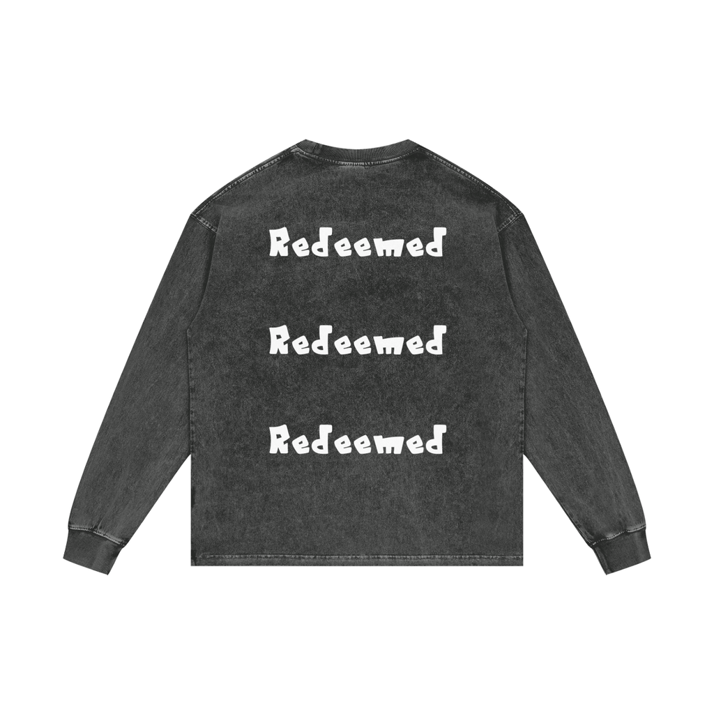 YESHUA Unisex  Acid Wash Oversize Long Sleeve T-Shirt