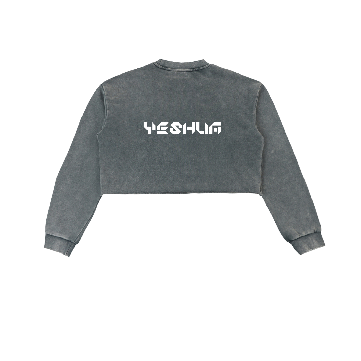 YESHUA Women'S  Snow Washed Raw Edge Cropped Sweatshirt