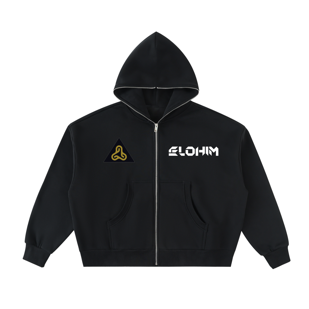 YESHUA Men'S  Fleeced Full-Zip Boxy Hoodie