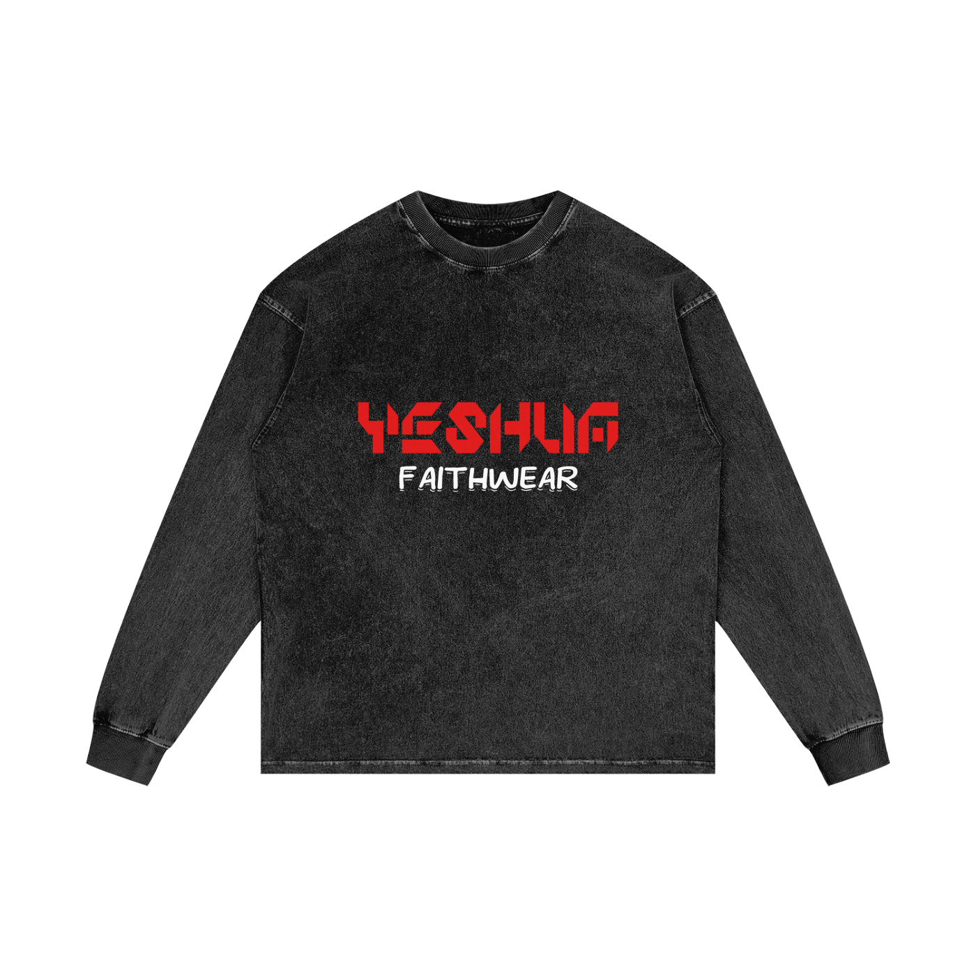 YESHUA Unisex  Acid Wash Oversize Long Sleeve T-Shirt