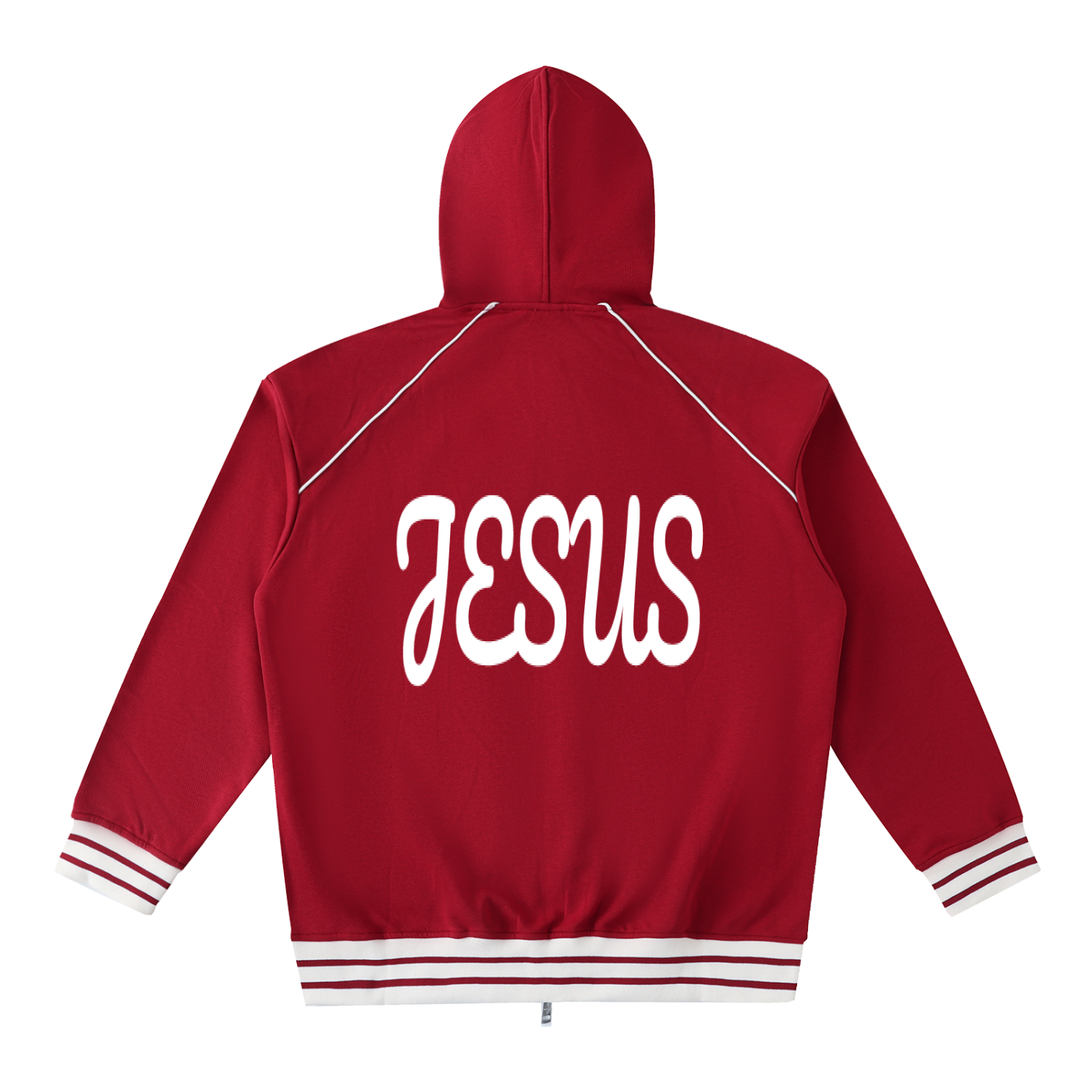 YESHUA Unisex  Striped Trim Zip-Up Hoodie