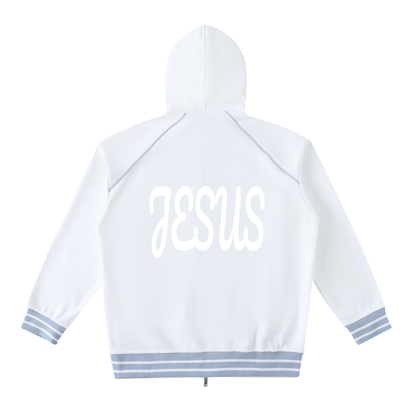 YESHUA Unisex  Striped Trim Zip-Up Hoodie
